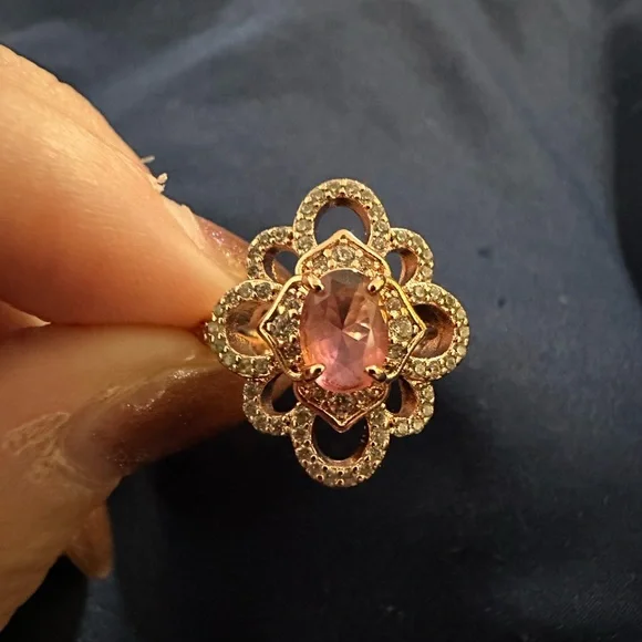 Elegant Pink Gemstone Ring in Rose Gold - Picture 7 of 9